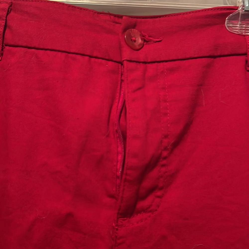 Red denim capri pants - Picture 2 of 8